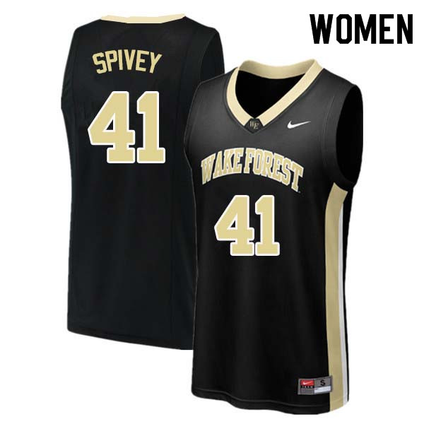 Women #41 Aaron Spivey Wake Forest Demon Deacons College Basketball Jerseys Sale-Black